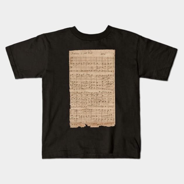 Bach | Original handwritten score by Johann Sebastian Bach Kids T-Shirt by Musical design